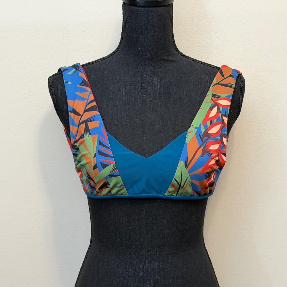 Seea Reversible Bikini Top Tropical Leaf Teal Surf Swim Women S BeachCoastal USA